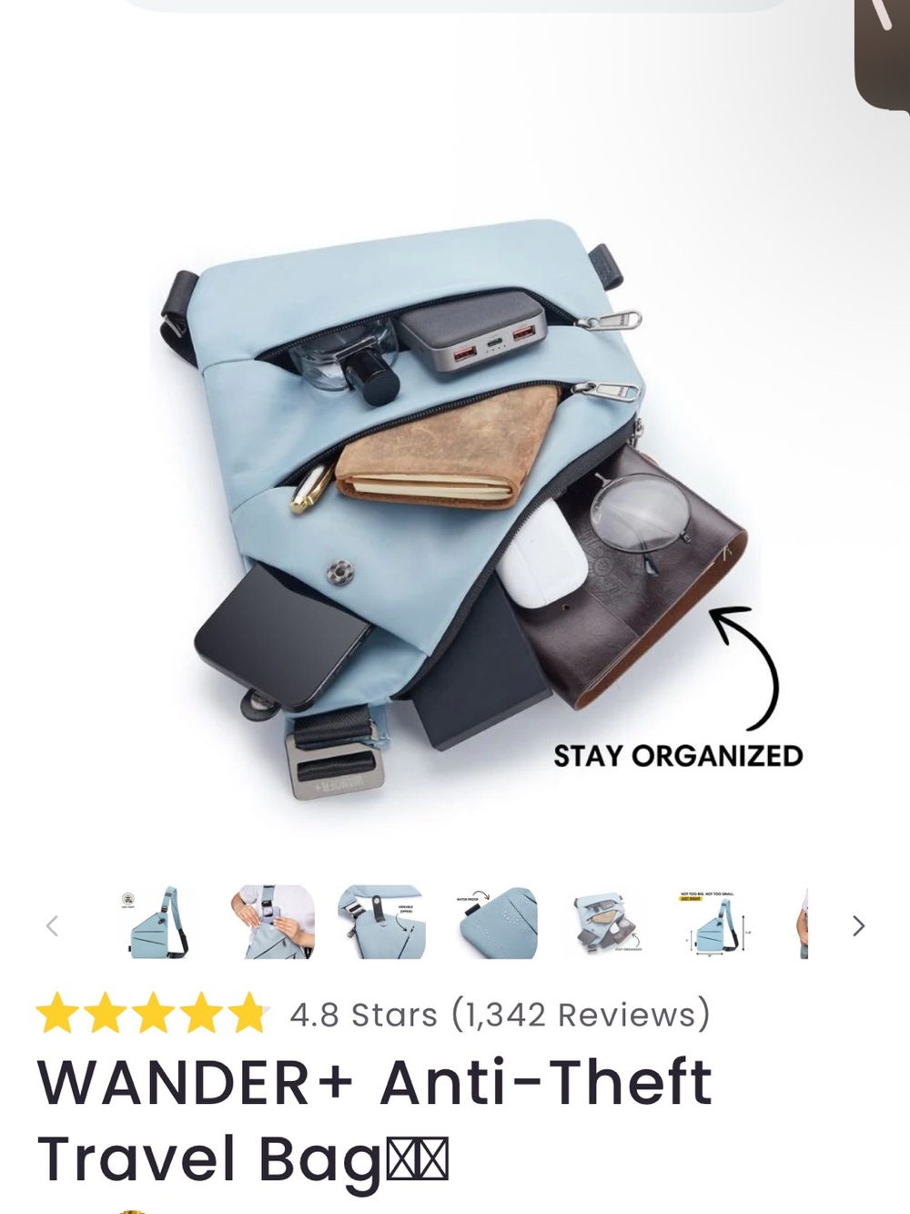 Wander+ Light Blue Crossbody Sling Bag - Picture 4 of 5